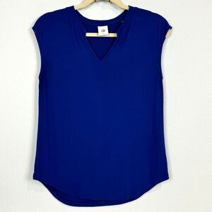 CAbi Sleeveless Blue V-neck Top S